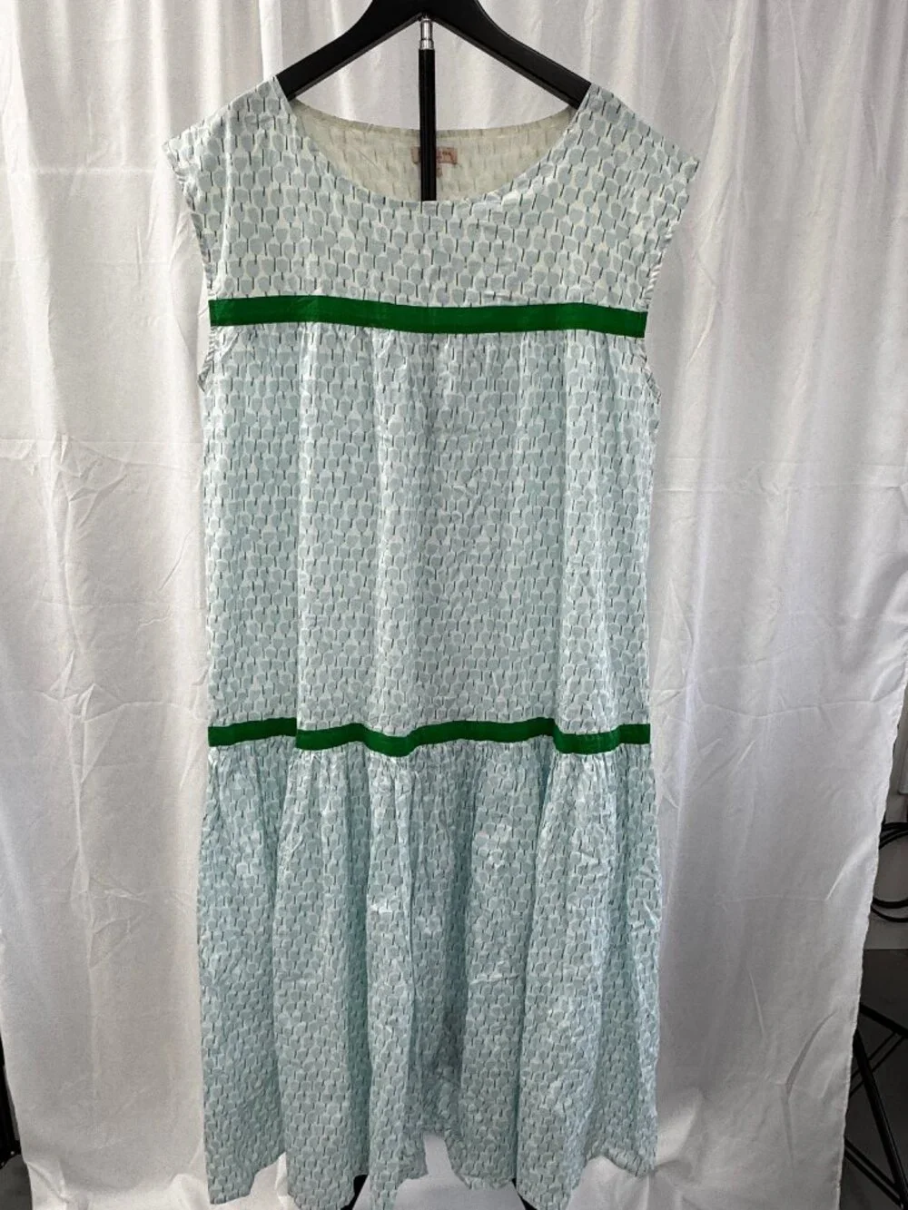 Pink Chicken Krista Cottagecore Floral Maxi Kaftan Prairie Dress Blue Tulips - Picture 2 of 15